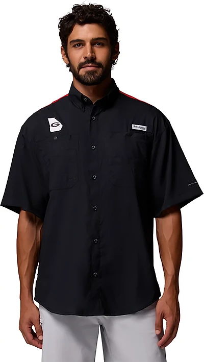 Columbia Sportswear Men's University of Georgia CLG Tamiami Colorblock Button-Up Shirt