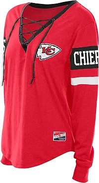 New Era Women's Kansas City Chiefs Lace Up Long Sleeve Graphic T-shirt