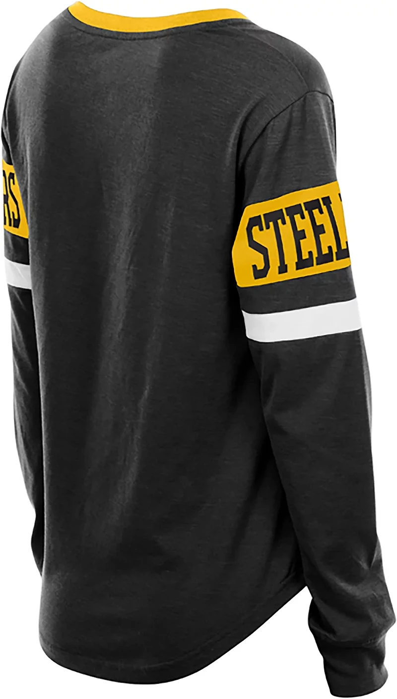 New Era Women's Steelers Lace Up Long Sleeve T-shirt