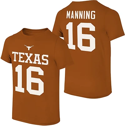 WILDCAT RETRO Men's Arch Manning Texas Longhorns Name and Number Short Sleeve T-shirt