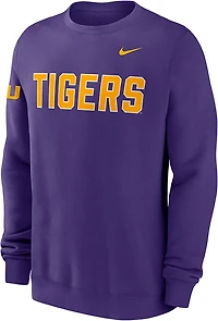 Nike Men's LSU Tigers Block Team Fleece Club Crew Sweatshirt