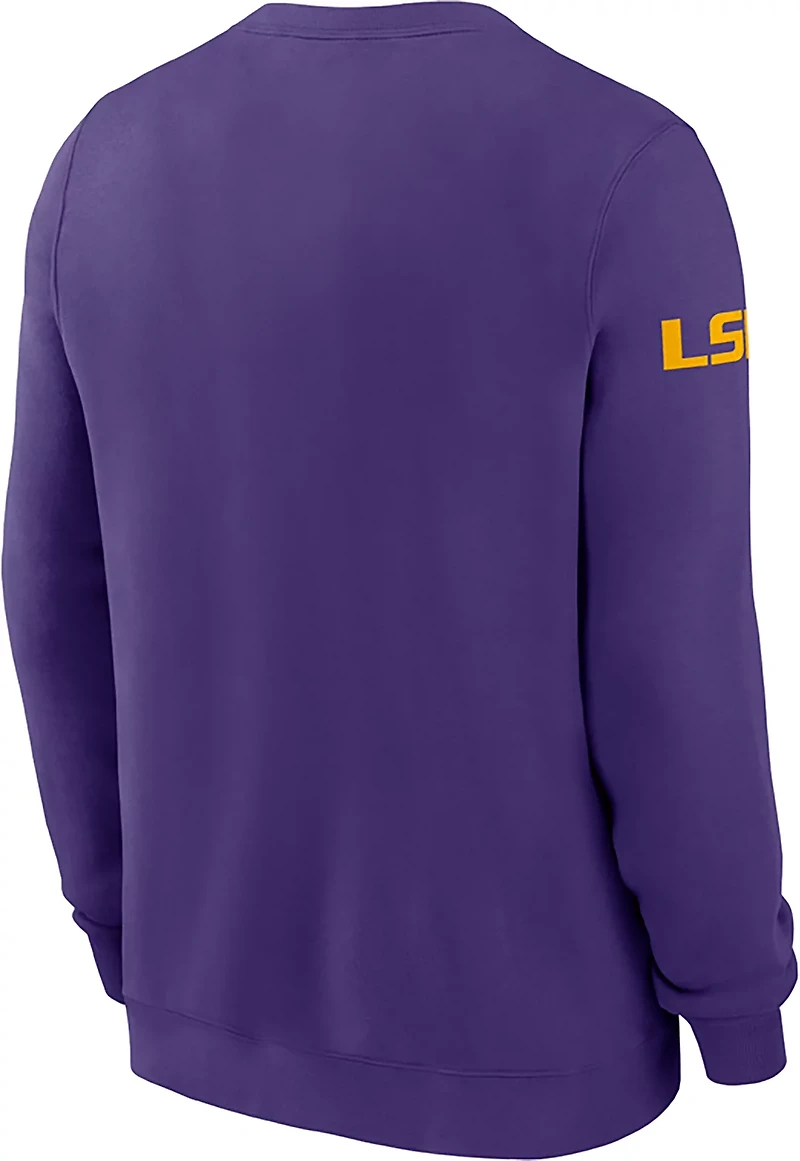 Nike Men's LSU Tigers Block Team Fleece Club Crew Sweatshirt