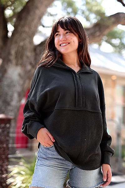 Jadelynn Brooke Women's Ready Or Not Waffle 1/4-Zip Pullover Sweatshirt