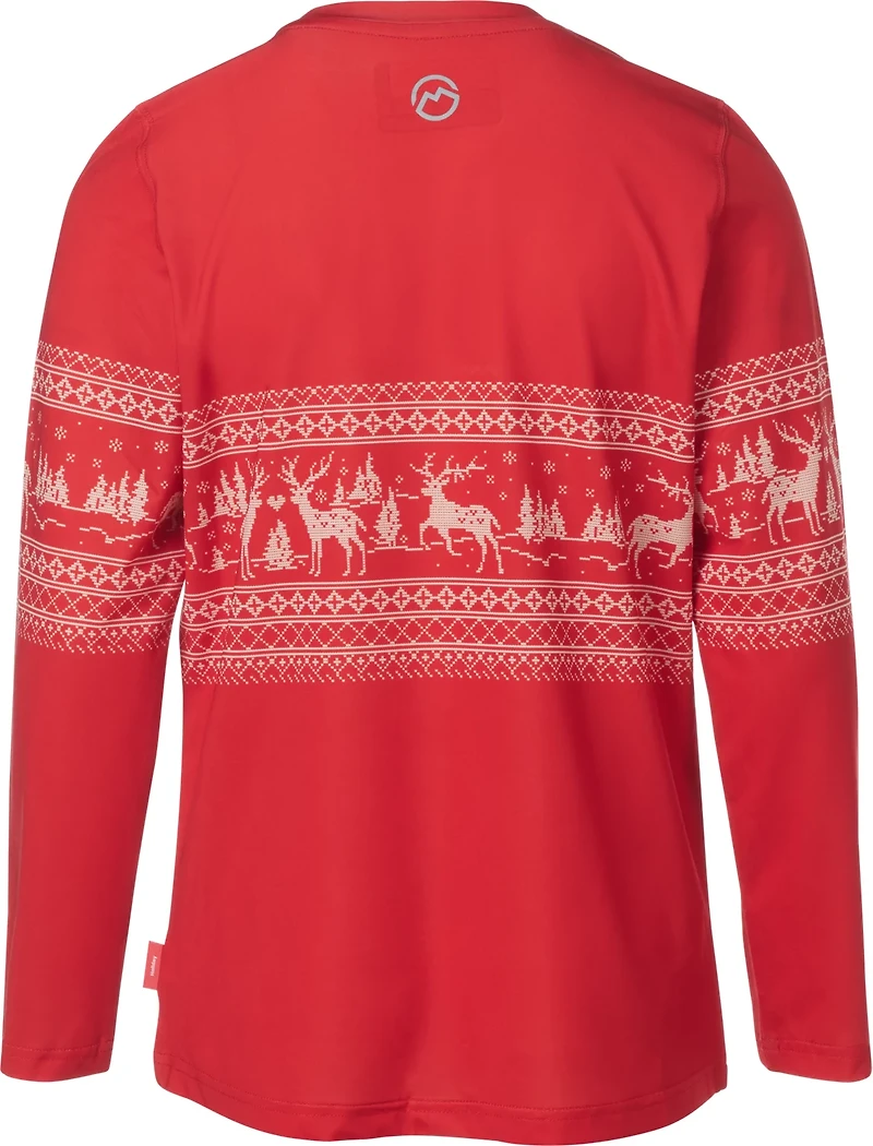 Magellan Outdoors Girls' Holiday Deer Scene GFX Crew Long Sleeve T-shirt