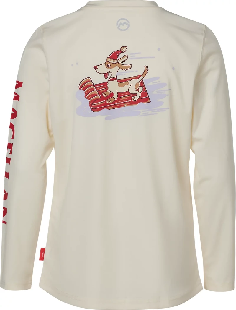 Magellan Outdoors Girls' Holiday Christmas Pup GFX Crew Long Sleeve T-shirt