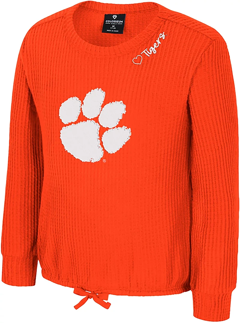 Colosseum Athletics Girls' Clemson Beautopia Waffle Long Sleeve Top