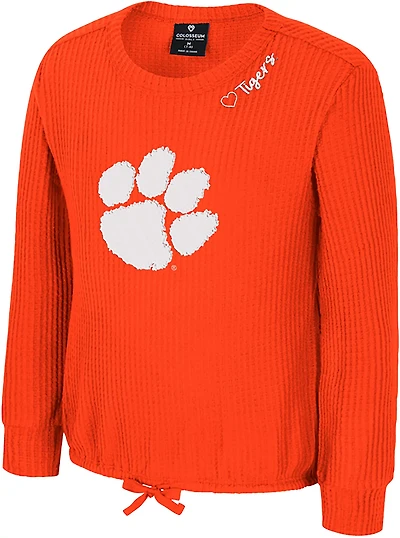Colosseum Athletics Girls' Clemson Beautopia Waffle Long Sleeve Top