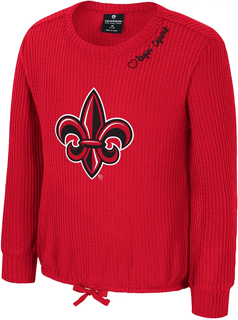 Colosseum Athletics Girls' Louisiana-Lafayette Beautopia Waffle Long Sleeve Top