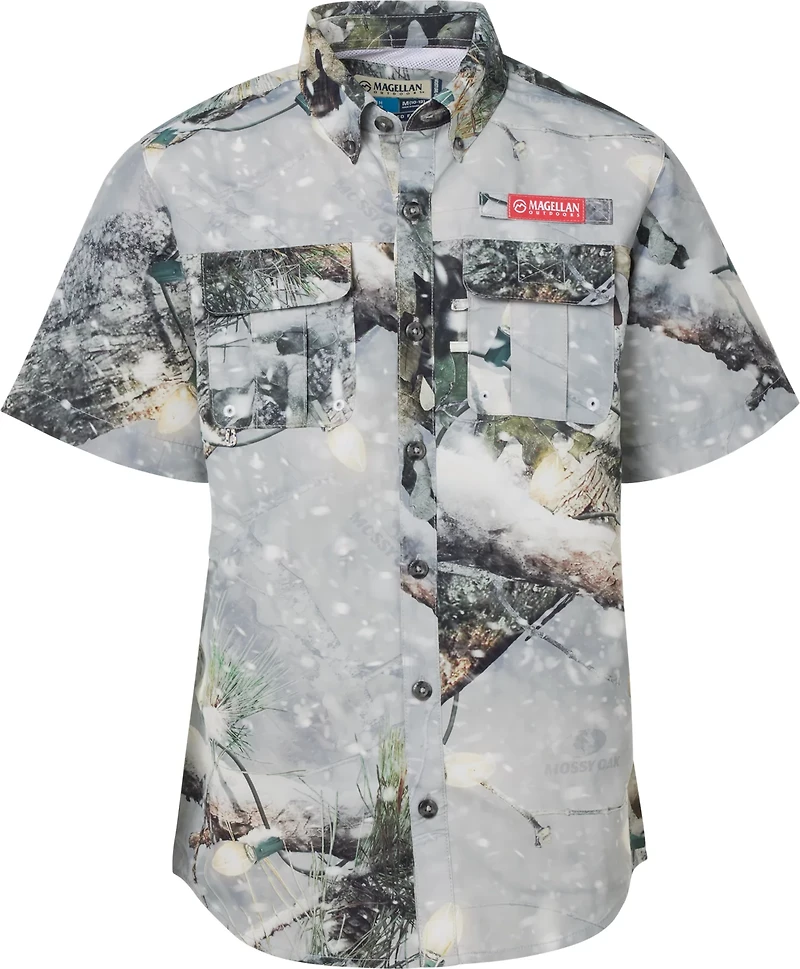 Magellan Outdoors Boys' Laguna Madre Holiday Mossy Oak Break-Up Country Snowdrift 2.0 Fishing Shirt