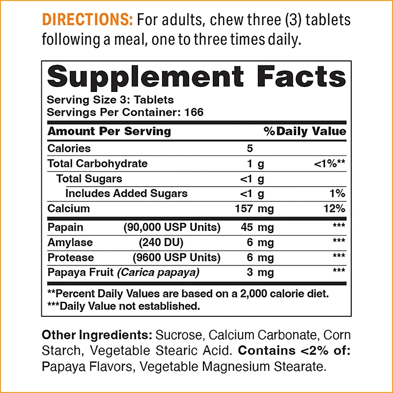Vitamin World Papaya Enzyme Chewable Tablets