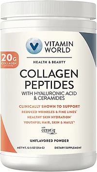 Vitamin World Collagen Peptides with Hyaluronic Acid and Ceramides Dietary Supplement