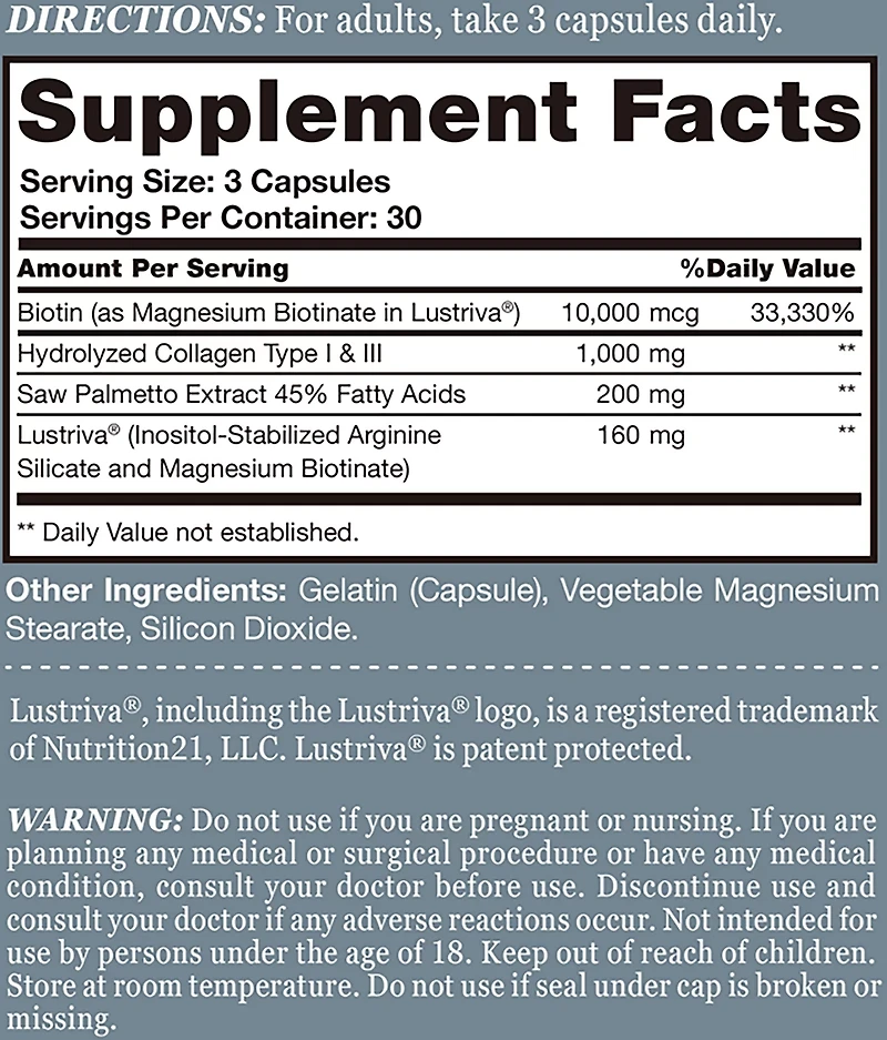 Vitamin World Hair Growth Complex with Lustriva