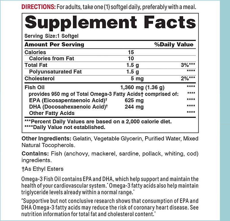 Vitamin World 1360mg Triple Strength Omega-3 Fish Oil Softgels