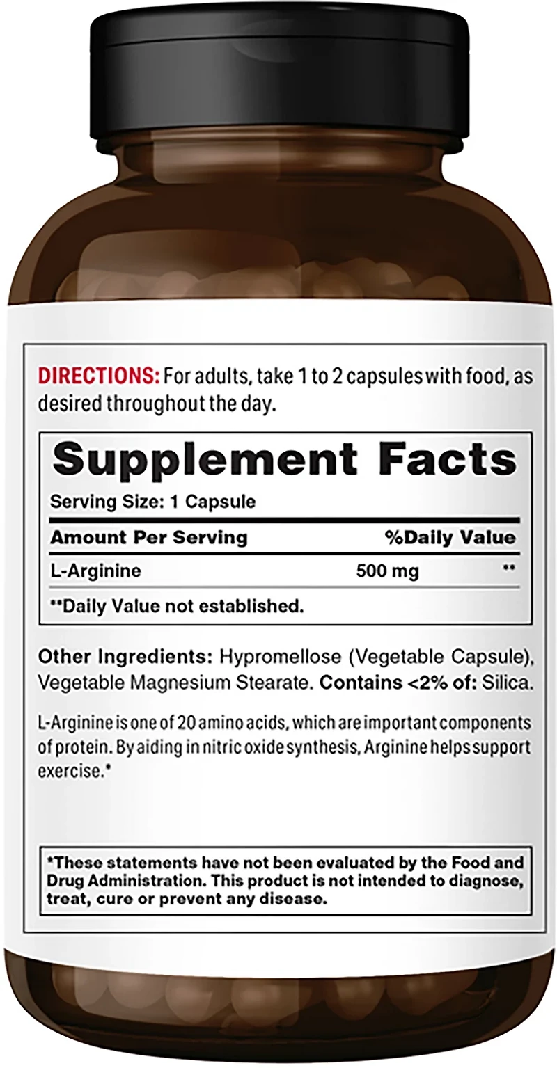 Vitamin World 500mg L-Arginine Capsules