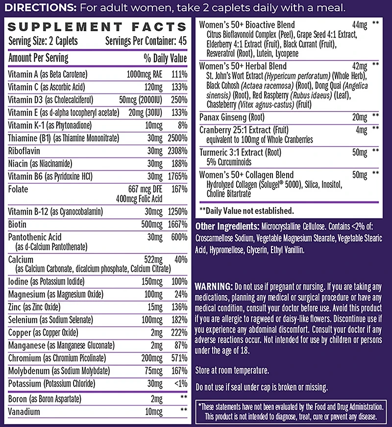 Vitamin World ULTRA 360 Women's 50+ Multivitamin Caplets