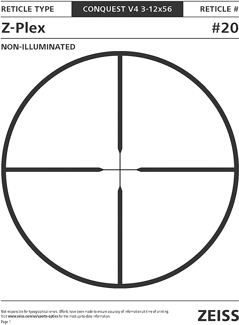 Zeiss Conquest V4 3-12 x 44 mm Riflescope with Z-Plex Reticle