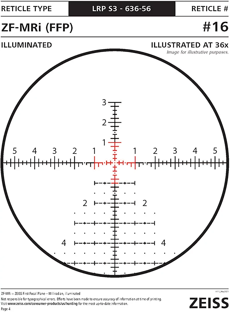 Zeiss LRP S3 6-36 x 56 MRAD Riflescope