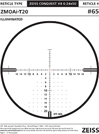 Zeiss Conquest V4 6-24 x 50 mm Riflescope with #65 ZMOAI-T20 Illuminated Reticle