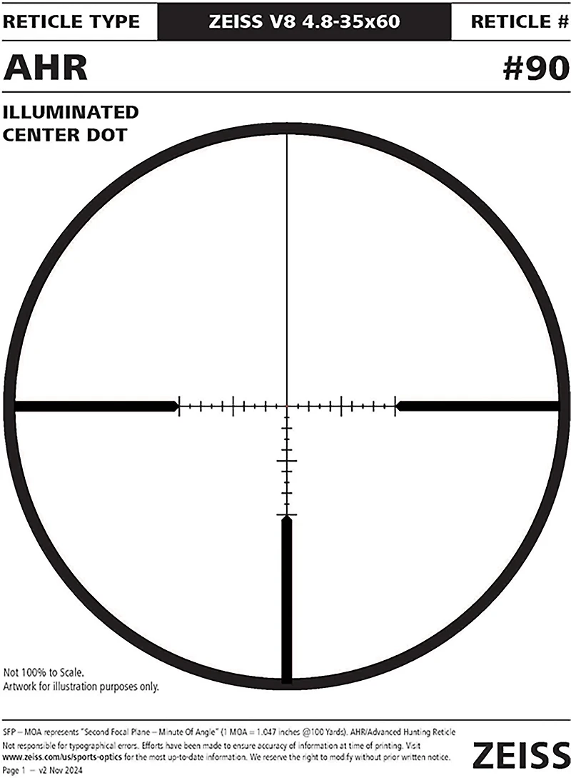 Zeiss V8 NA 4.8-35 x 60 mm Riflescope with Illuminated AHR Reticle