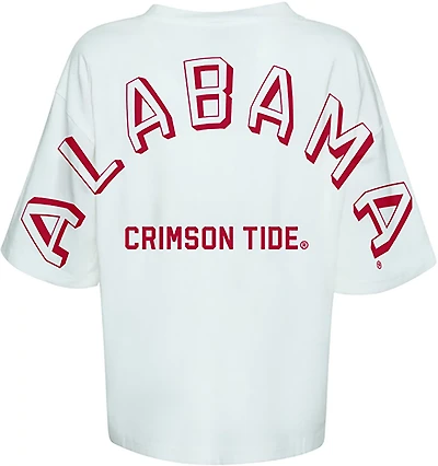 Hype and Vice Women's Alabama Crimson Tide Football Oversized Short Sleeve T-shirt