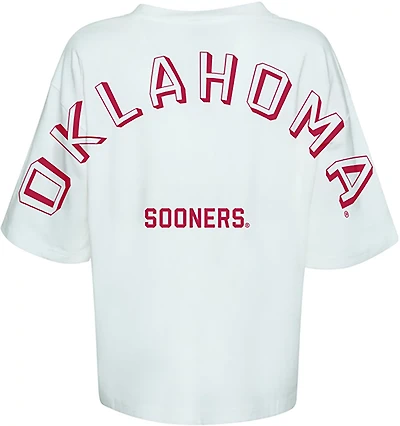 Hype and Vice Women's Oklahoma Sooners Football Oversized Short Sleeve T-shirt