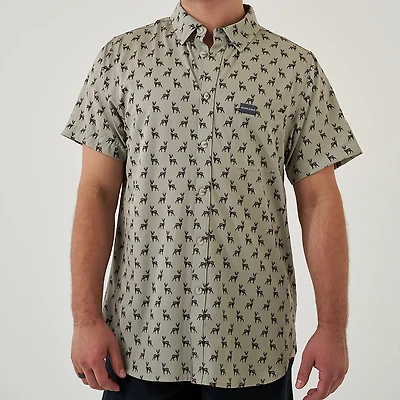 BURLEBO Men's Performance Button-Up Short Sleeve Shirt