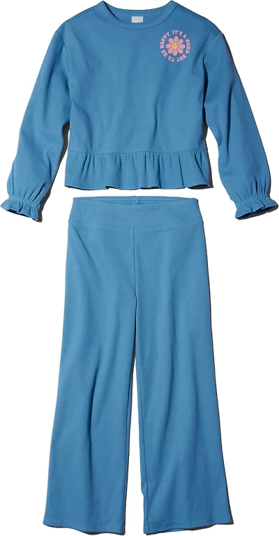 BCG Girls' 4-6X Daisy Rib Peplum Crew 2-Piece Set