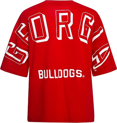 Hype and Vice Women's Georgia Bulldogs Football Oversized Short Sleeve T-shirt