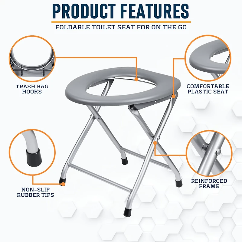 Alpcour Portable Toilet Seat Camping Folding Commode