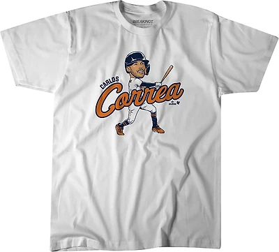 BreakingT Men's Houston Astros Carlos Correa Player Caricature Short Sleeve T-shirt