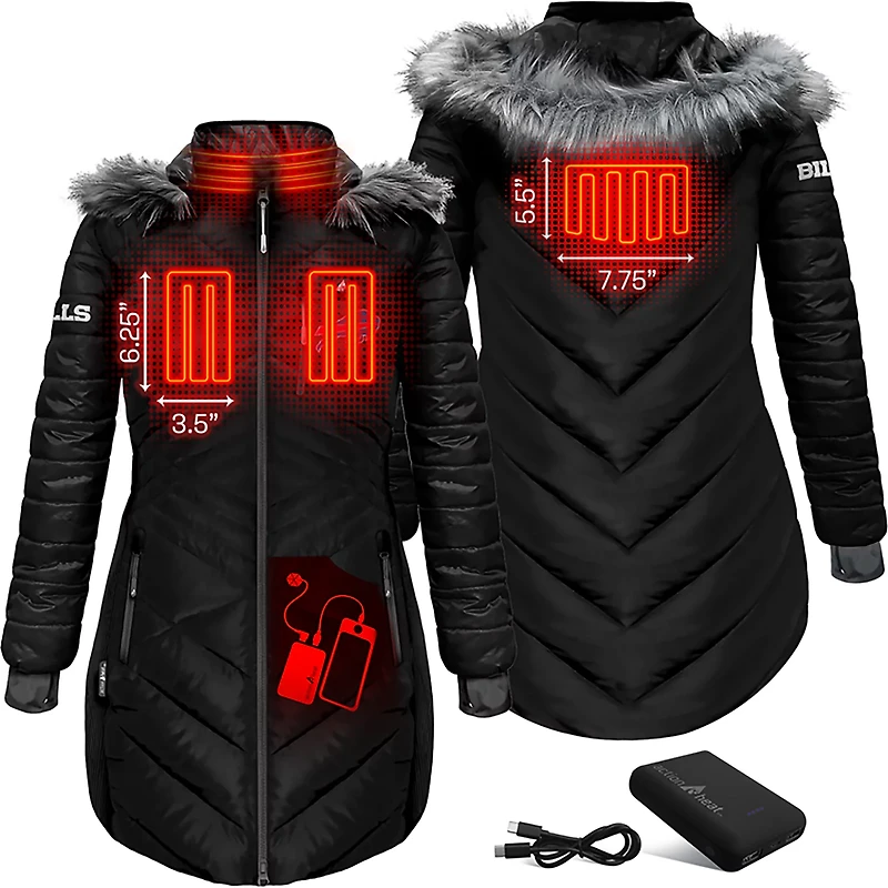 ActionHeat Women's Bills 5V Long Puffer Battery Heated Jacket