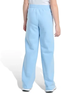adidas Girls' 3-Bar Embroidery Cotton Fleece Wide Leg Pants