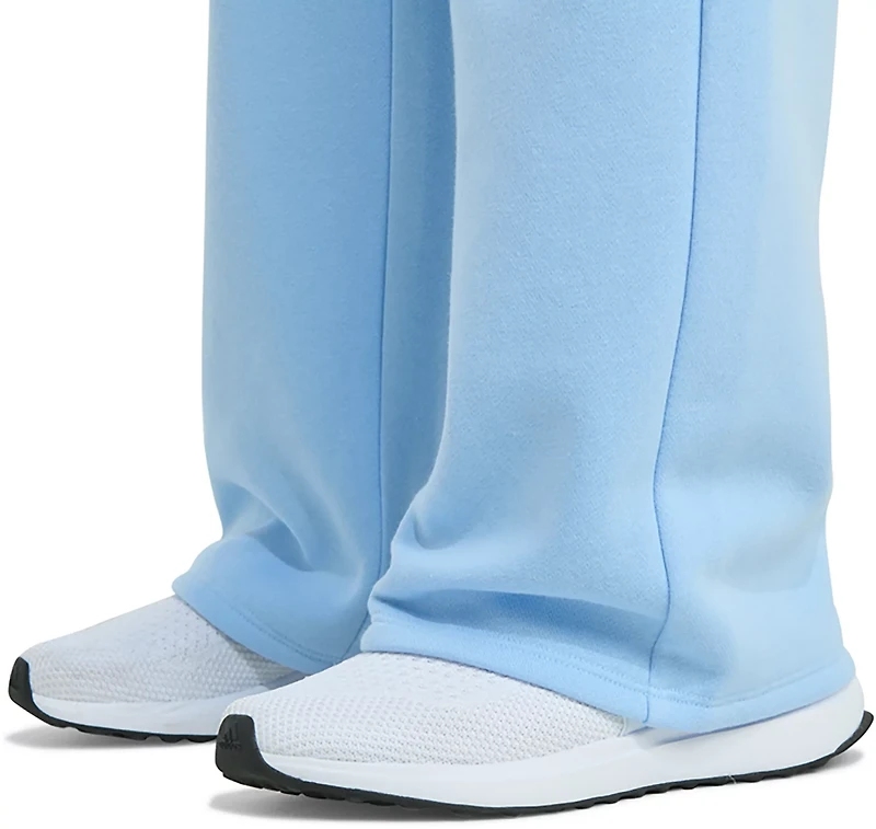 adidas Girls' 3-Bar Embroidery Cotton Fleece Wide Leg Pants