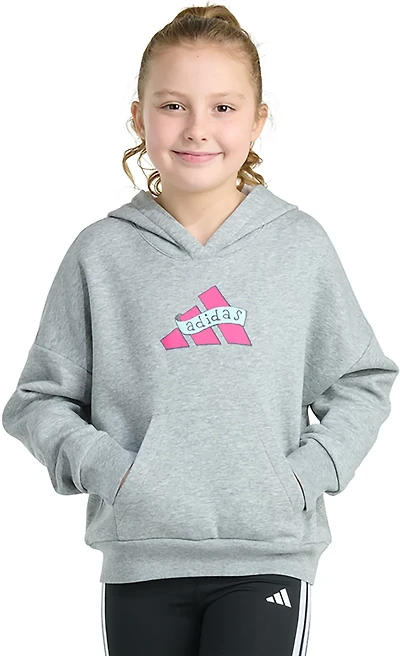 adidas Girls' Multi Graphic Long Sleeve Pullover Hoodie