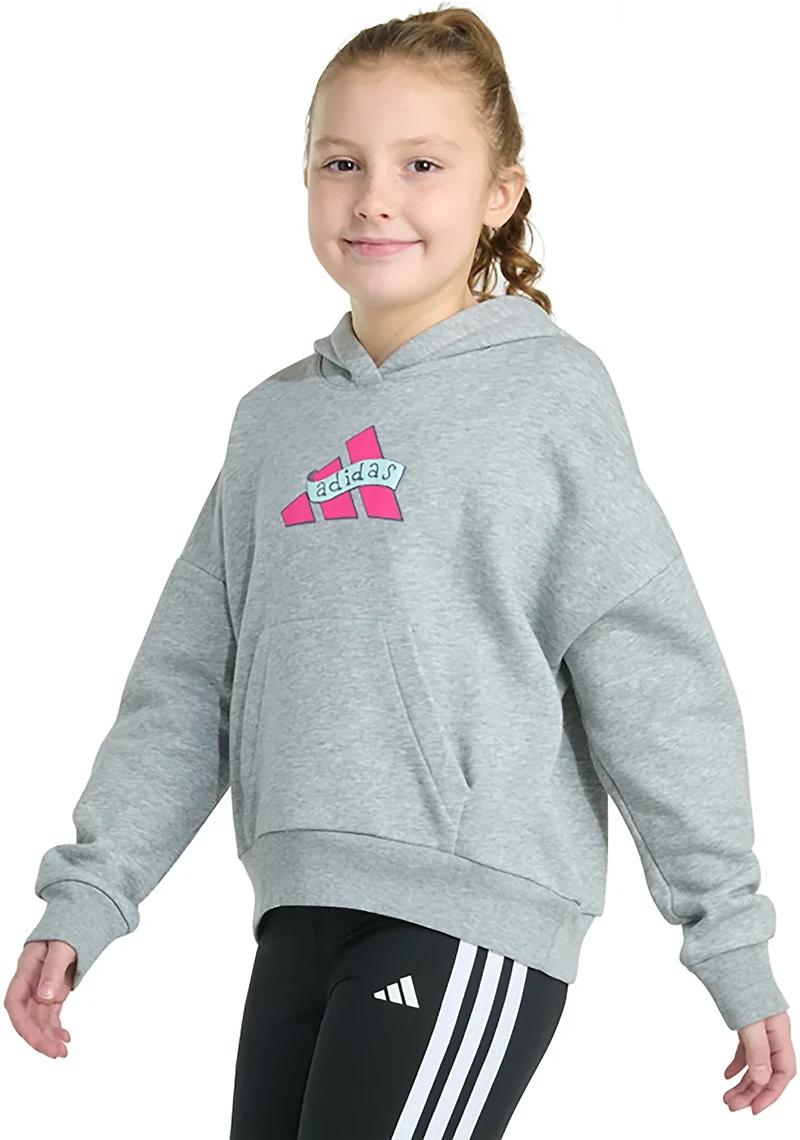 adidas Girls' Multi Graphic Long Sleeve Pullover Hoodie