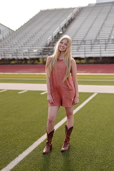 Jadelynn Brooke Girls' Mineral Wash Tailgate Romper