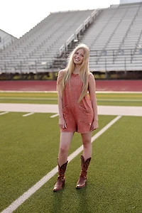 Jadelynn Brooke Girls' Mineral Wash Tailgate Romper