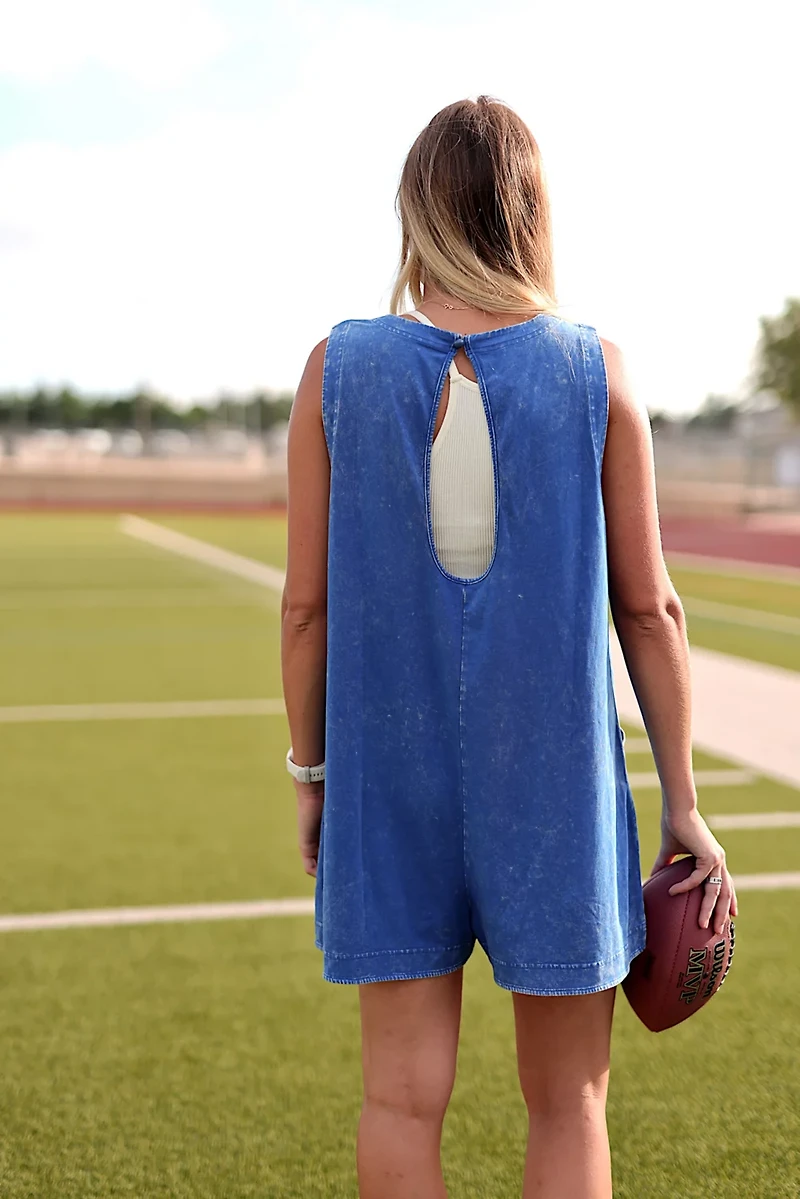 Jadelynn Brooke Girls' Mineral Wash Tailgate Romper