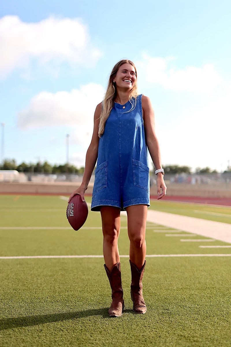 Jadelynn Brooke Girls' Mineral Wash Tailgate Romper