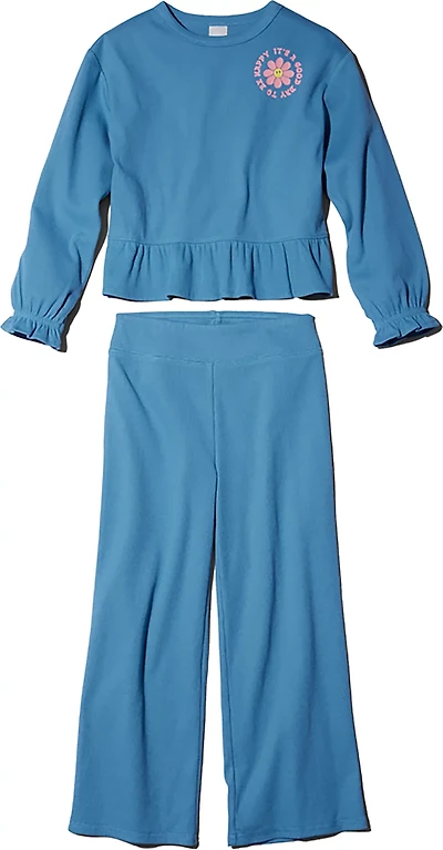 BCG Girls' Toddler Peplum Long Sleeve Rib Crew 2-Piece Set
