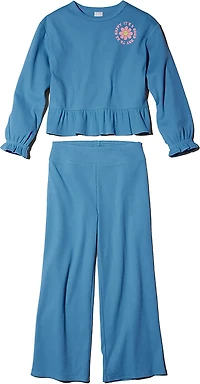 BCG Girls' Toddler Peplum Long Sleeve Rib Crew 2-Piece Set