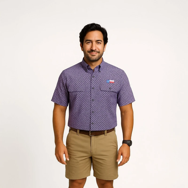 Magellan Men's Local State Gameday Micro Print Short Sleeve Shirt