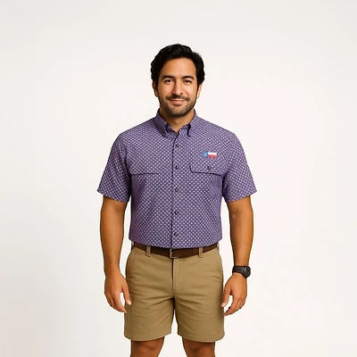 Magellan Men's Local State Gameday Micro Print Short Sleeve Shirt