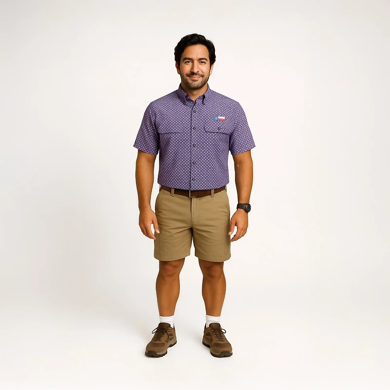 Magellan Men's Local State Gameday Micro Print Short Sleeve Shirt