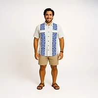 Magellan Outdoors Men's Laguna Madre Talavera Azul Short Sleeve Button Down