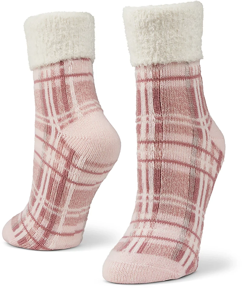 Magellan Outdoors Women's Foldover Plaid Lodge Crew Socks