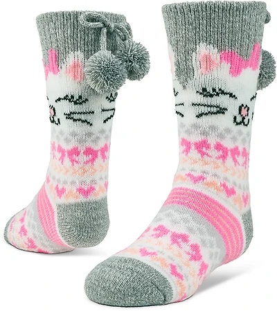 Magellan Outdoors Girls' Kitty Pom Lodge Quarter Socks