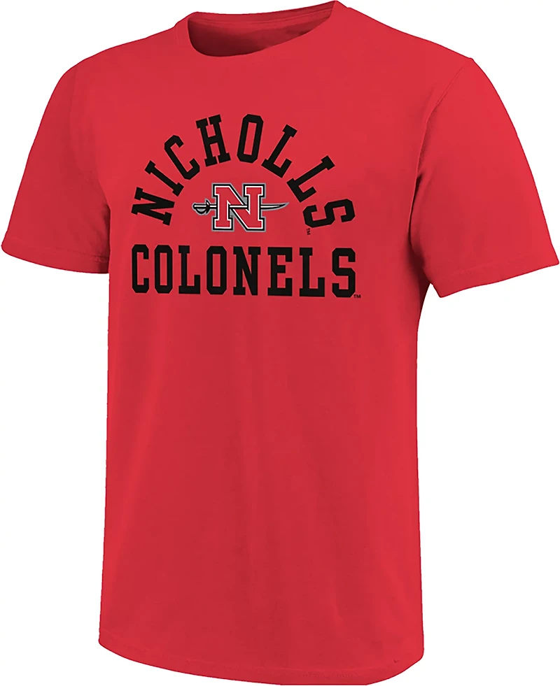 Image One Men's Nicholls State Colonels Simple Arch Short Sleeve T-shirt