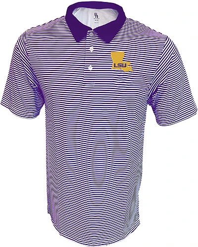 Bayou Apparel Men's Louisiana State University Stripe Polo Shirt