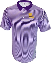 Bayou Apparel Men's Louisiana State University Stripe Polo Shirt